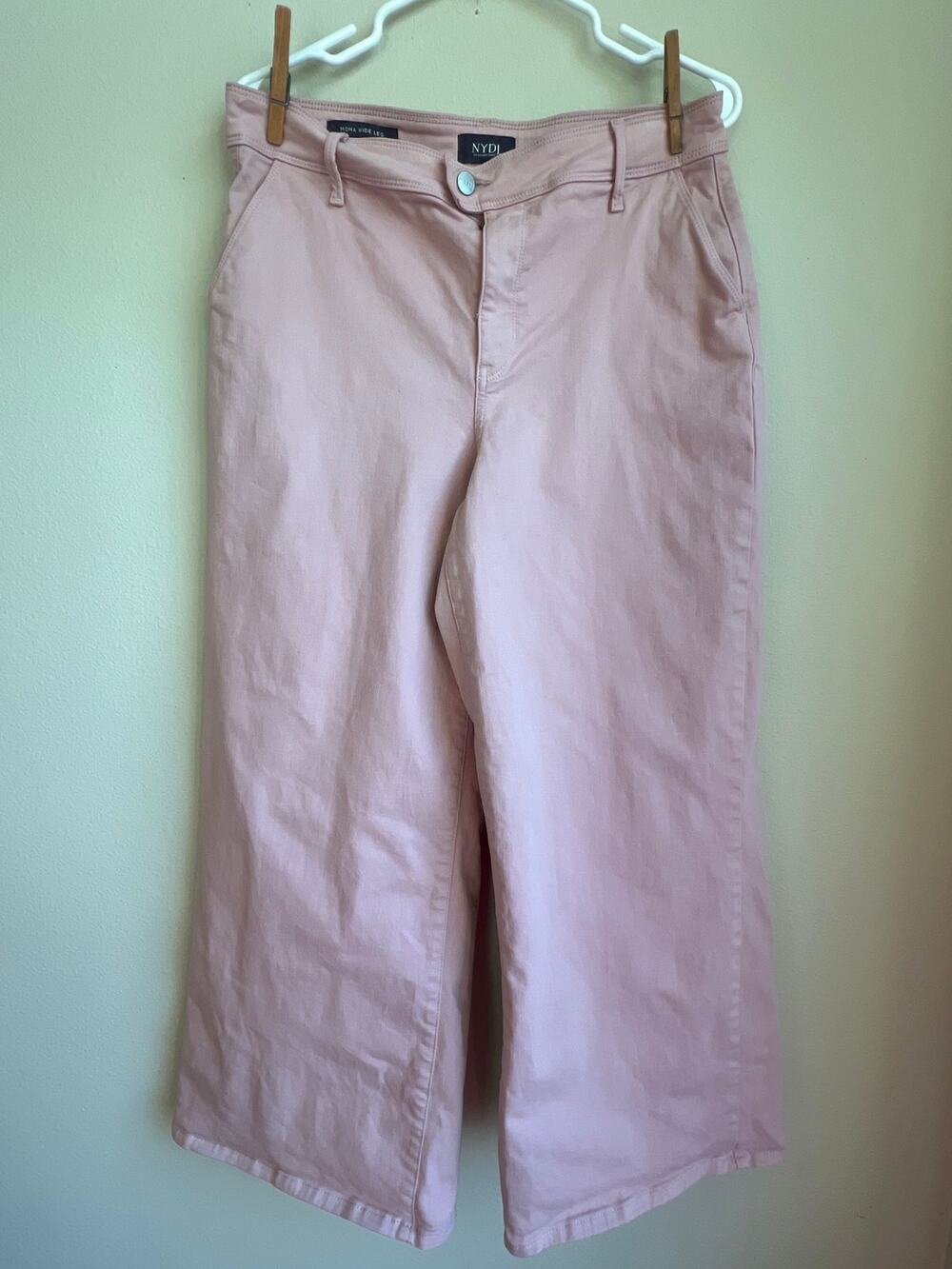 NYDJ Mona Wide Leg High Waist Trouser Pants Pink Meadow Size 10 Medium
